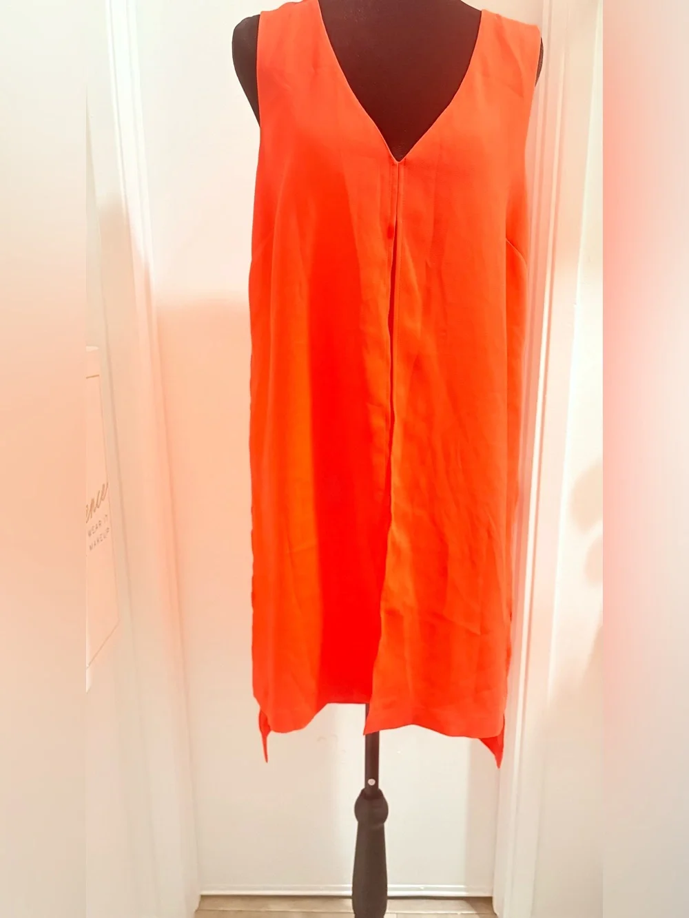 BCBGMaxAzria Bright Orange V-Neck Sleeveless Tunic - Picture 2 of 10